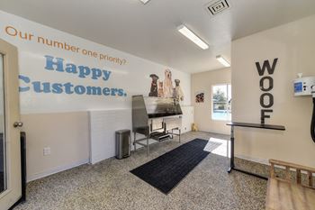 Community Pet Spa which includes stainless steel dog washing tub with walk up ramp.at Folsom Ranch, California